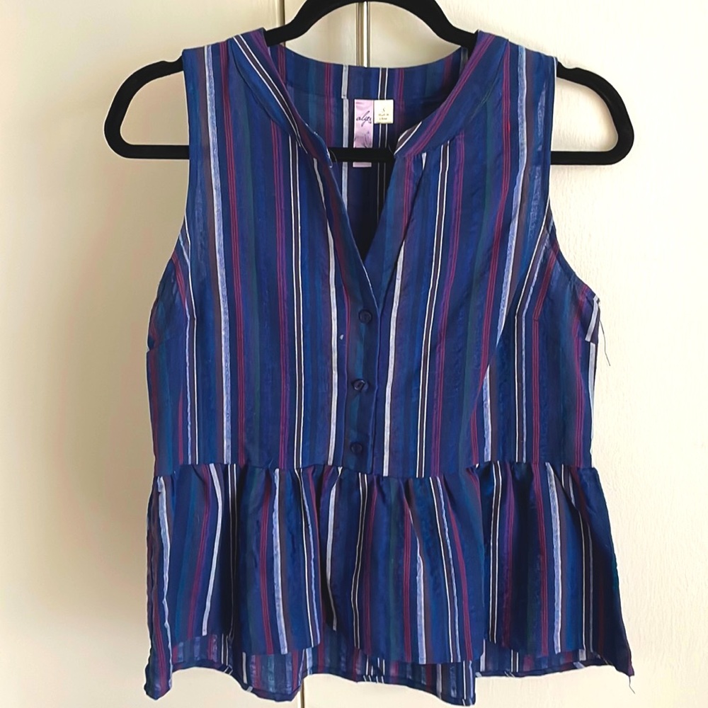 Alya button-front peplum cotton blouse